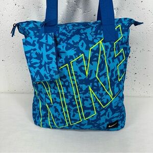 Nike Turquoise Blue Zipper Tote Bag & Small ID Change Pouch